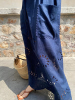 Load image into Gallery viewer, Laser Cut Pocket Maxi Dress in Navy