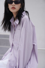 Load image into Gallery viewer, Classic Oversized Pocket Shirt in Purple