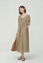 Load image into Gallery viewer, Puff Sleeve Pocket Tent Maxi Dress in Khaki