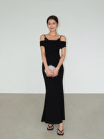 Load image into Gallery viewer, 3-Way Cutout Back Mermaid Dress in Black