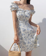 Load image into Gallery viewer, Procida Floral Blouson Mini Dress in White