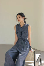 Load image into Gallery viewer, Utility Vest Top // Trousers in Blue Set