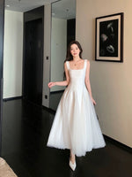 Load image into Gallery viewer, Tulle Flare Stretch Dress in White