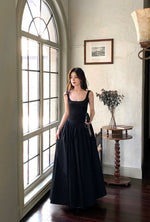 Load image into Gallery viewer, Drop Back Sleeveless Stretch Maxi Dress in Black