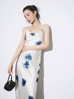 Load image into Gallery viewer, Floral Printed Drape Slip Dress in Cream