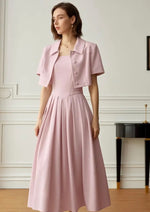Load image into Gallery viewer, Cami Pleated A-Line Tailored Dress in Pink