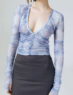 Load image into Gallery viewer, Karlie Sheer Hand Detailed Top in Blue
