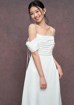 Load image into Gallery viewer, Pleat Off Shoulder Maxi Gown in White