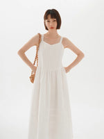 Load image into Gallery viewer, Pleated Cami Summer Dress in White