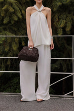 Load image into Gallery viewer, Halter Embellished Top // Trousers Set in Off White
