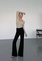 Load image into Gallery viewer, High Waist Flare Cut Trousers in Black