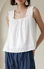 Load image into Gallery viewer, Textured Gathered Strap Top in White
