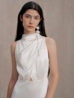 Load image into Gallery viewer, High Neck Gathered Gown in White