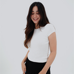 Load image into Gallery viewer, Pointelle Baby Tee in White