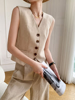 Load image into Gallery viewer, Linen Tuxedo Vest in Khaki