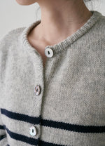 Load image into Gallery viewer, Mid Stripe Wool Cardigan in Grey