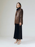 Load image into Gallery viewer, Classic Leather Blazer in Brown