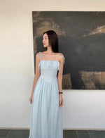 Load image into Gallery viewer, Cami Tie Ruffle Maxi Dress in Blue
