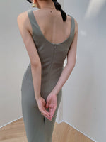 Load image into Gallery viewer, Side Shirring Sheath Dress in Beige
