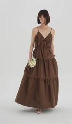Load image into Gallery viewer, Tiered Cami Pocket Maxi Dress in Brown