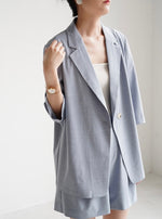 Load image into Gallery viewer, Midi Sleeve Summer Blazer in Blue
