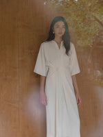 Load image into Gallery viewer, Mandarin Knot Shift Dress in Cream
