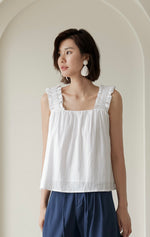 Load image into Gallery viewer, Textured Gathered Strap Top in White