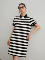 Load image into Gallery viewer, Striped Pankou Polo Dress in Black/White
