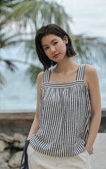 Load image into Gallery viewer, Seersucker Striped Top in Black/White