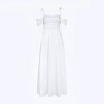 Load image into Gallery viewer, Pleat Off Shoulder Maxi Gown in White