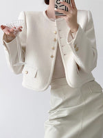 Load image into Gallery viewer, Mini Button Curve Tweed Jacket in White