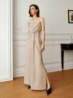 Load image into Gallery viewer, Origami Bustier Pocket Dress in Beige