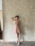 Load image into Gallery viewer, Tweed Halter Button Dress in Pink