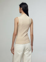 Load image into Gallery viewer, Contrast Button Vest + Neck Tie in Beige