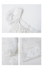 Load image into Gallery viewer, Embroidered Floral Blouson Dress in Off White