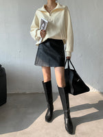 Load image into Gallery viewer, A-Line Faux Leather Mini Skirt in Black