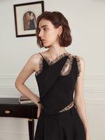 Load image into Gallery viewer, Asymmetric Sheer Edge Top in Black