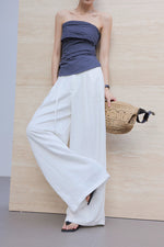 Load image into Gallery viewer, Checked Gathered Bustier Top in Blue