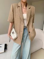 Load image into Gallery viewer, Tailored Short Sleeve Blazer in Tan