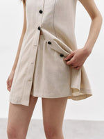 Load image into Gallery viewer, Tencel Mini Vest Dress // Shorts Set in Beige