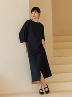 Load image into Gallery viewer, 2-Way Midi Wrap Dress in Navy