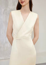Load image into Gallery viewer, Textured Crepe Dress in Cream
