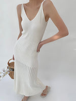 Load image into Gallery viewer, Braid Knit Tank Maxi Dress in White