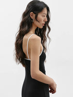 Load image into Gallery viewer, Tencel Contrast Maxi Dress in Black
