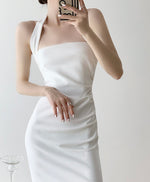 Load image into Gallery viewer, Halter Gather Sheath Dress in White