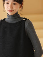 Load image into Gallery viewer, Tweed Sleeveless Button Shift Dress in Black