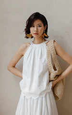 Load image into Gallery viewer, Eyelet Floral Top in White