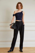 Load image into Gallery viewer, Striped Off Shoulder Top in Navy