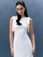 Load image into Gallery viewer, Long Bow Sheath Dress in White