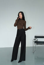 Load image into Gallery viewer, Wide Leg Slit Pocket Trousers in Black